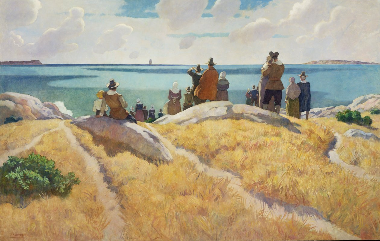Mayflowers avfärd till England 1621, 1941 av Newell Convers Wyeth