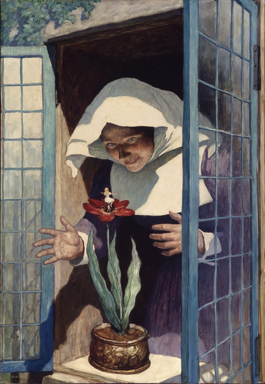 Tummelina, 1940 (olja på renässanspanel) av Newell Convers Wyeth