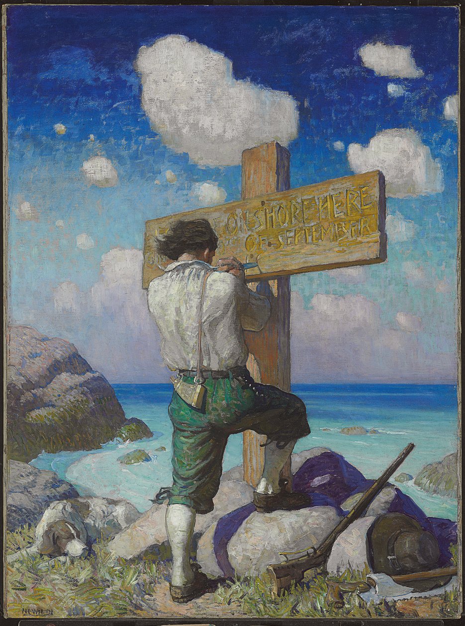 "--och gjorde det till ett stort kors, jag satte upp det på stranden där jag först..." av Newell Convers Wyeth