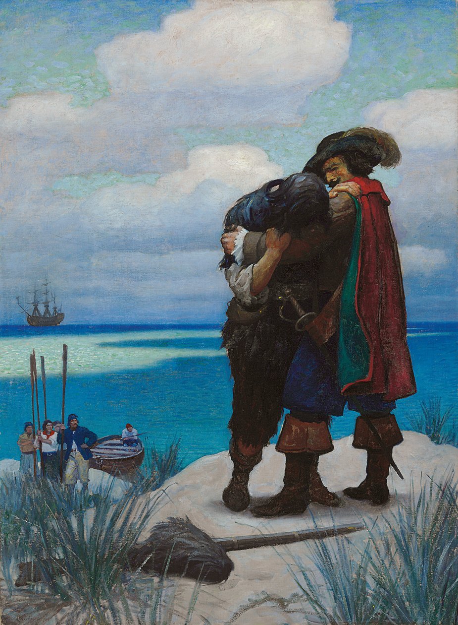 Först, under en tid, kunde jag inte svara honom ett ord; Men när han hade tagit mig i sina armar, höll jag fast vid honom, annars skulle jag ha fallit till marken av Newell Convers Wyeth