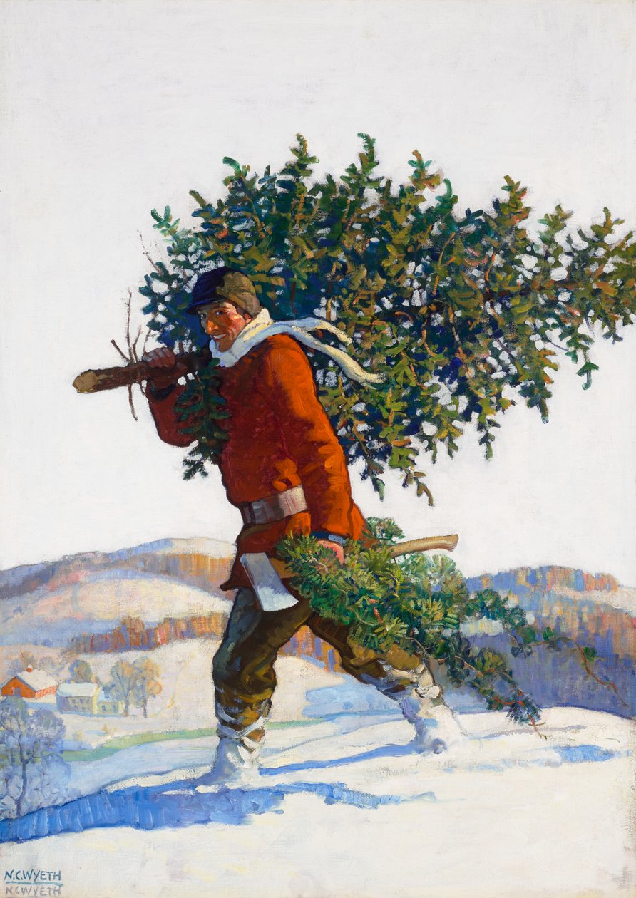 Julgran - Chadds Ford (Popular Magazine, omslagsillustration) av Newell Convers Wyeth