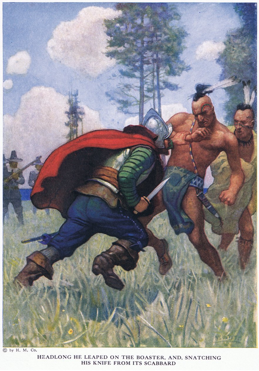 Huvudstupa hoppade han på skrytaren och ryckte sin kniv från skidan av Newell Convers Wyeth