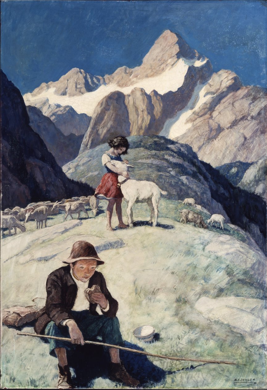 Heidi, 1940 (olja på renässanspanel) av Newell Convers Wyeth