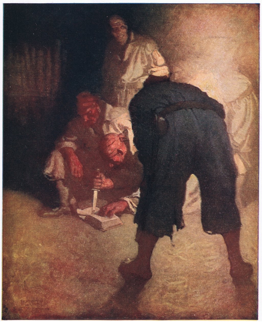 Den svarta fläcken: Ungefär halvvägs ner för sluttningen till stockaden samlades de i en grupp av Newell Convers Wyeth