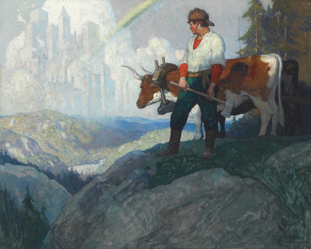 The Pioneer and the Vision, c.1918 (olja på duk) av Newell Convers Wyeth