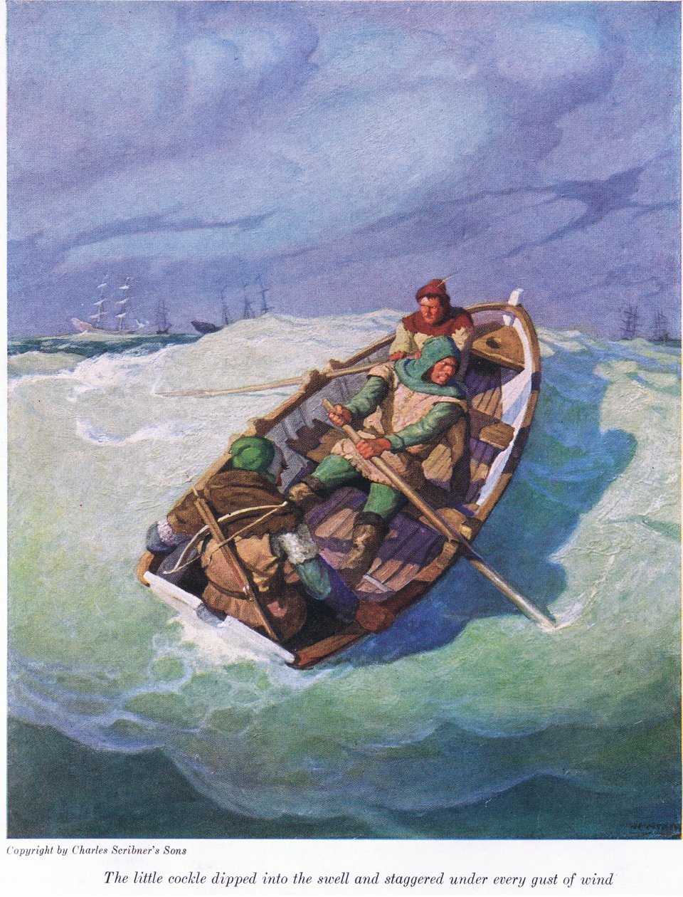 Den lilla hjärtmusslan doppade i dyningen och vacklade under varje vindpust, 1916 av Newell Convers Wyeth