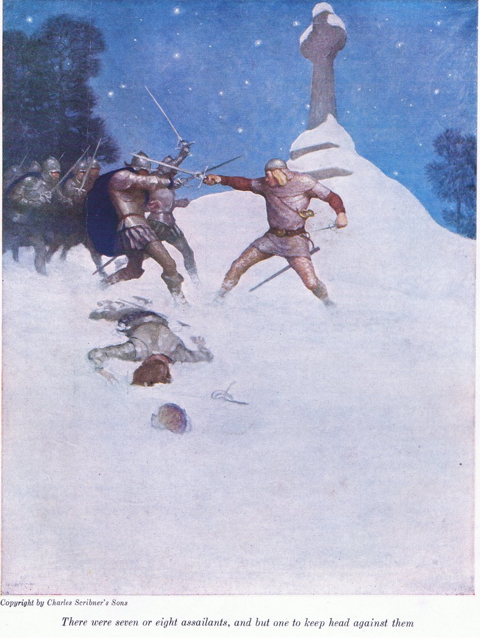 Det fanns sju eller åtta angripare, och bara en att hålla huvudet mot dem, 1916 av Newell Convers Wyeth
