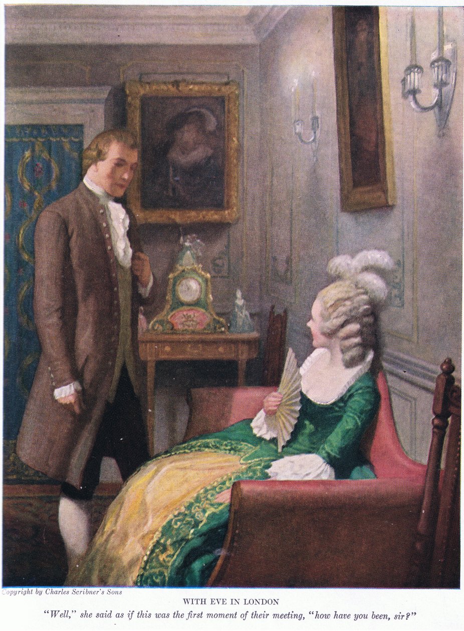 Med Eve i London! Tja, hon sa som om det var det första ögonblicket av deras möte, hur har du varit herre?, 1928 av Newell Convers Wyeth