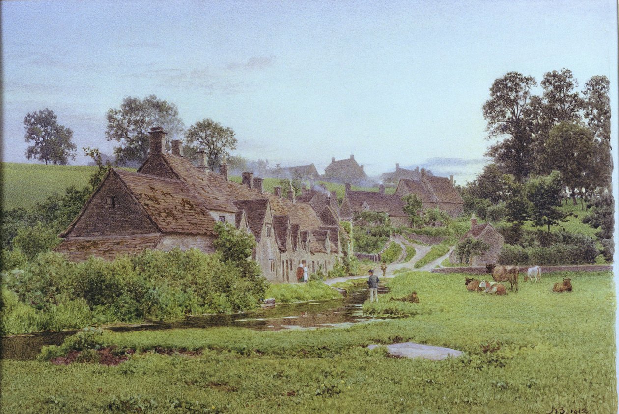 Kväll i Arlington Row, Bibury, Gloucestershire av Newton Bennett