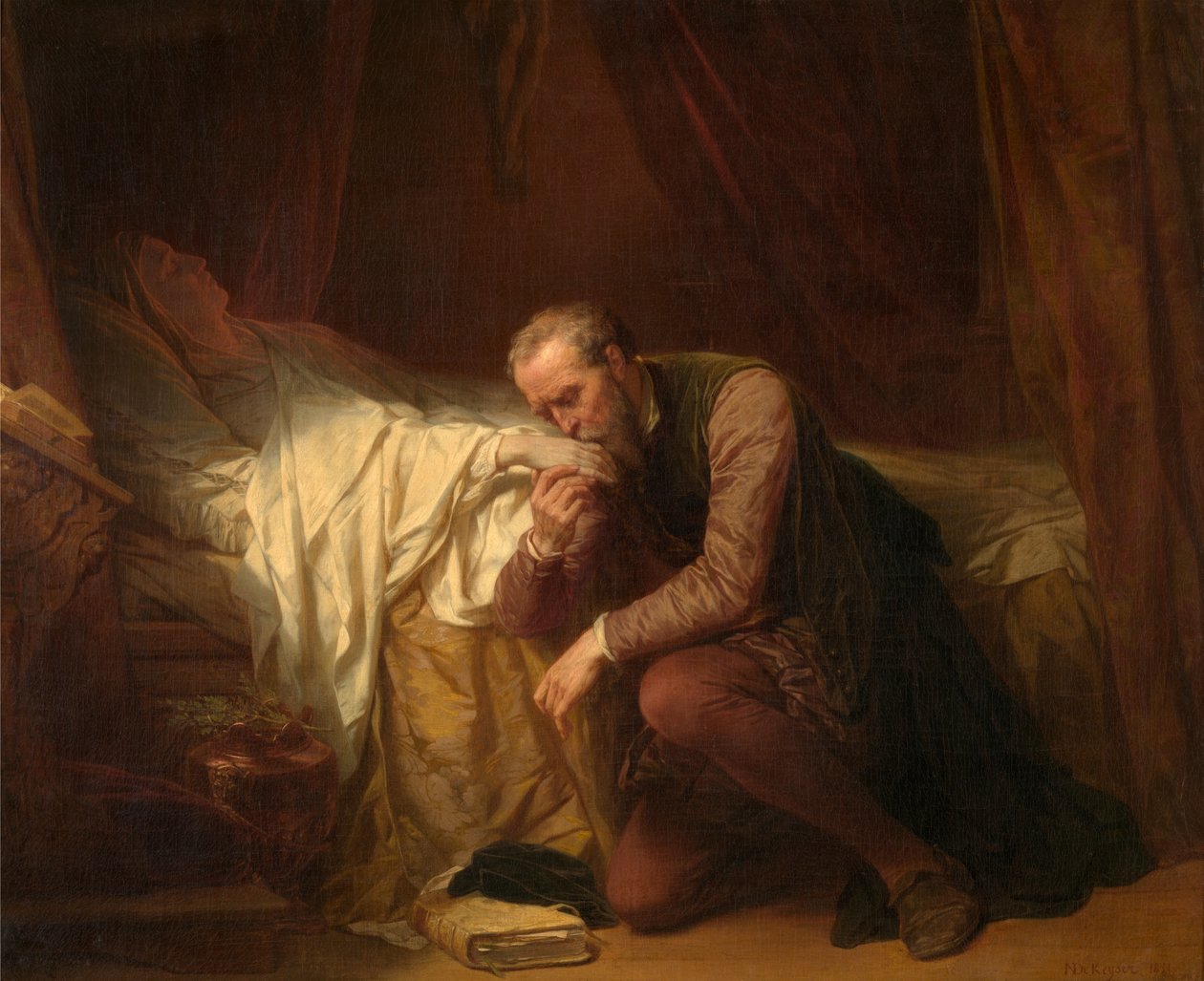 Konstnären Michelangelo vid Vittoria Colonnas dödsbädd av Nicaise de Keyser