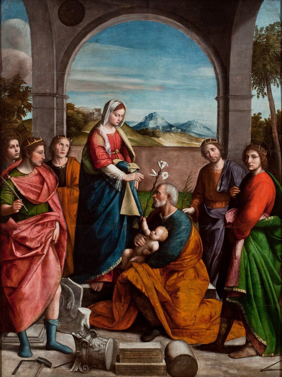 Den heliga familjen och de heliga av Niccolò Pisano