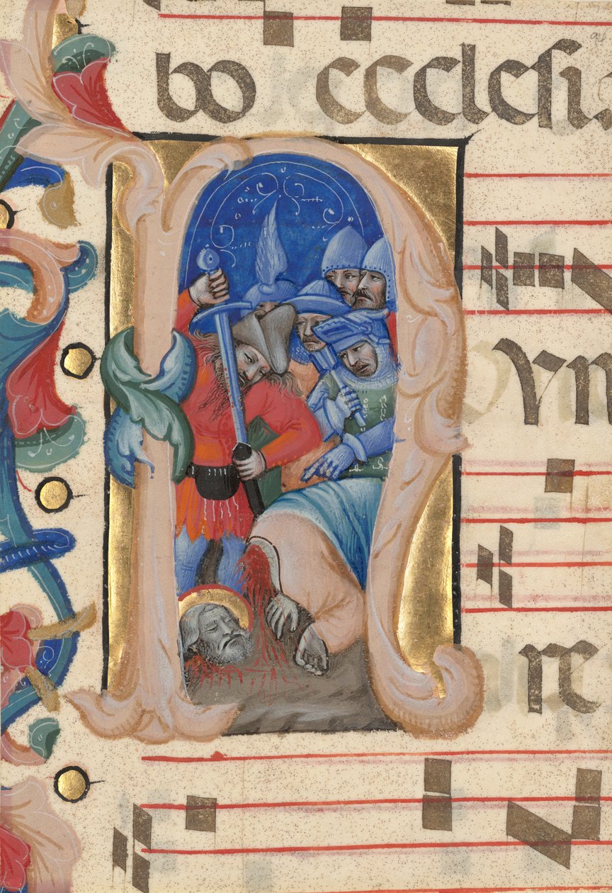 Initial N: Halshuggningen av Sankt Paulus av Niccolò di Giacomo da Bologna