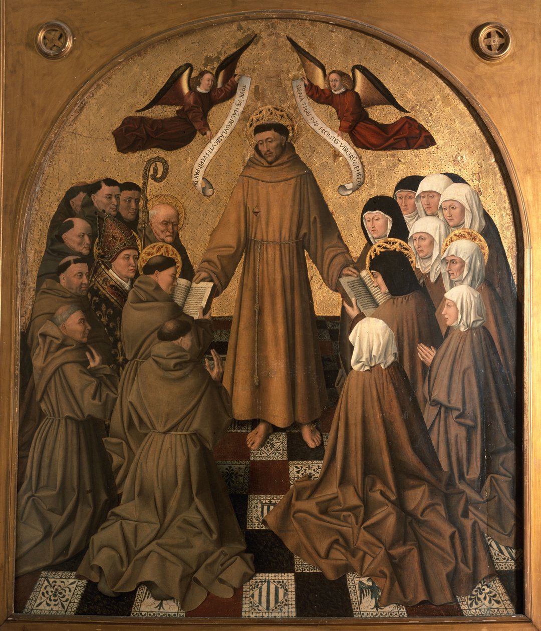 St. Frans giver reglen til sine disciple, panel fra Pala di Rocca (tempera og bladguld på panel) av Niccolo Antonio Colantonio
