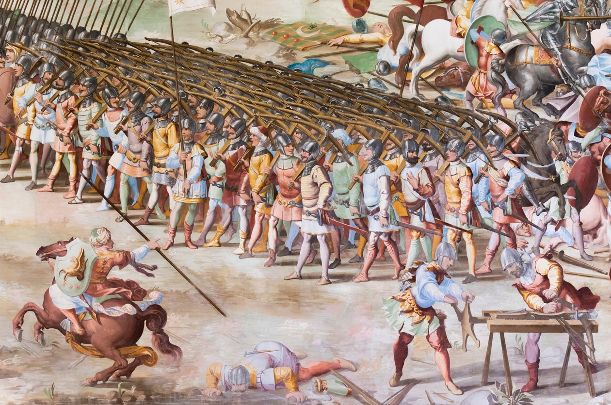 Detalj av fresk i Hall of Battles av 1431 års slaget vid La Higueruela av Niccolo Granello