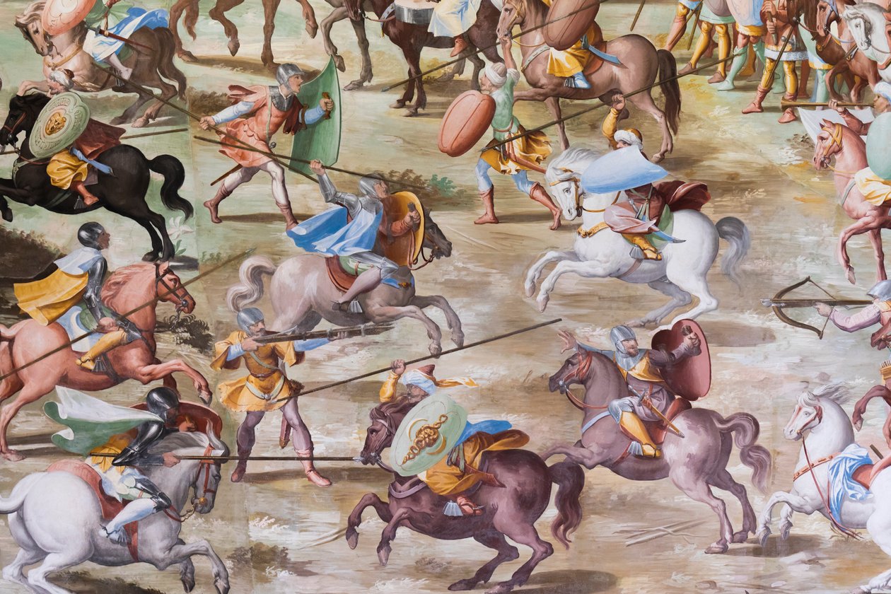 Detalj av fresk i Hall of Battles av 1431 års slaget vid La Higueruela av Niccolo Granello
