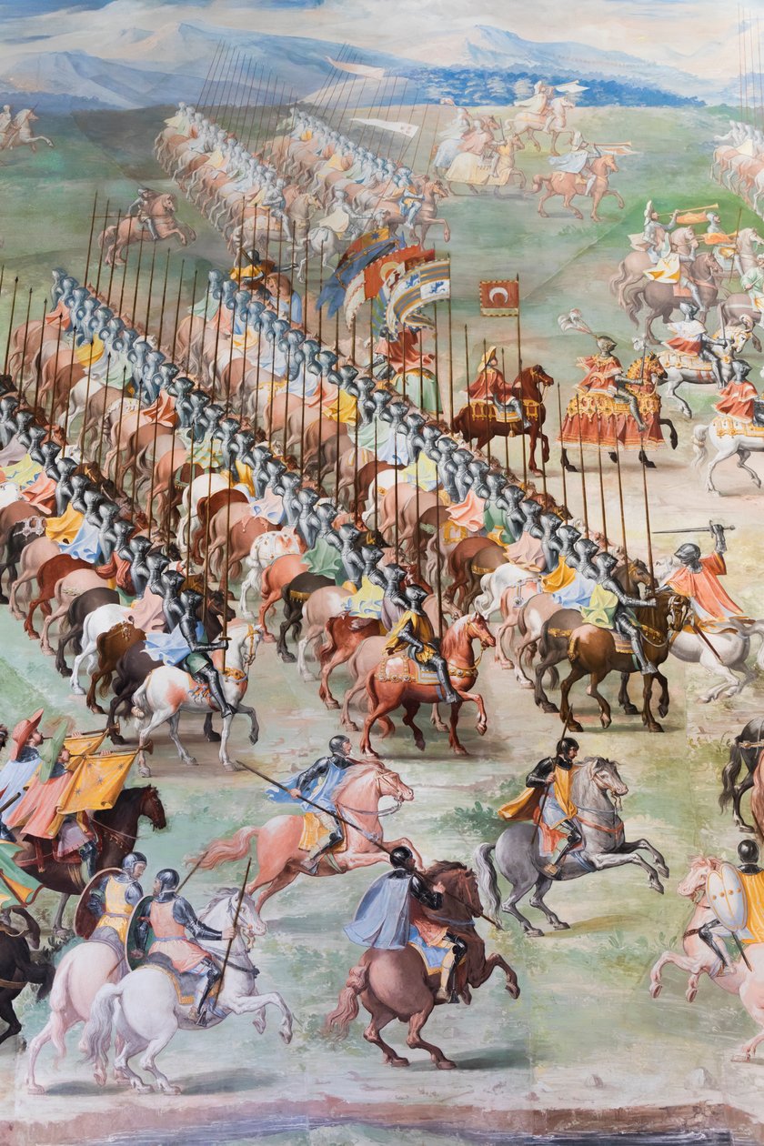 Detalj av fresk i Hall of Battles av 1431 års slaget vid La Higueruela av Niccolo Granello