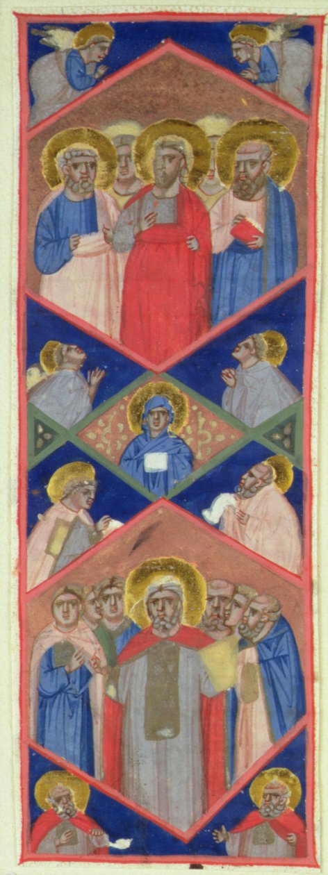 Åtta heliga, inklusive St. Peter, St. Andrew, St. Stephen, St. Lawrence, en påve Saint, St. Anthony Abbot och fyra andra helgon av Niccolo di Giacomo