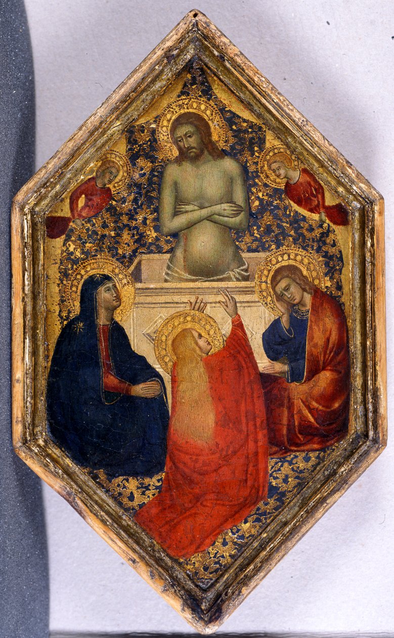 Kristus som sorgens man med Maria, Johannes och Maria Magdalena (tempera på trä) av Niccolò Pietro di Gerini