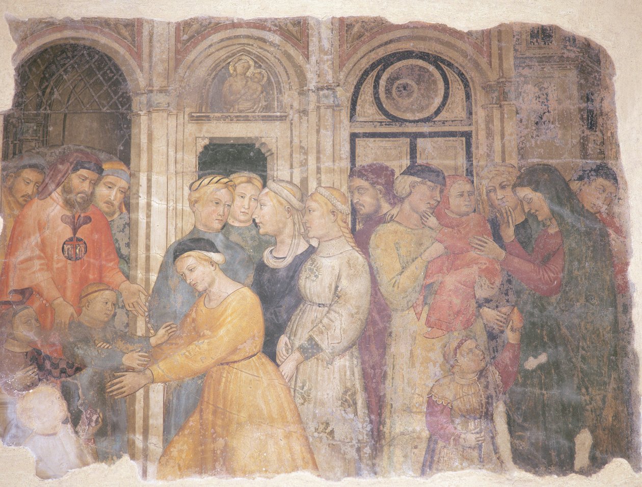 Scener från "Barmhärtighetens kaptener anförtror övergivna barn åt sina mödrar", 1386 av Niccolò Pietro di Gerini