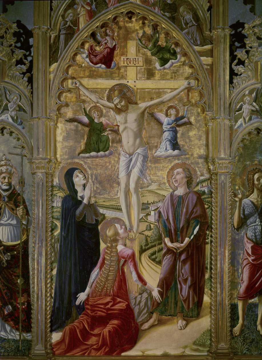 Korsfästelse. 1480. (tempera och guld på pannå) av Niccolo Alunno