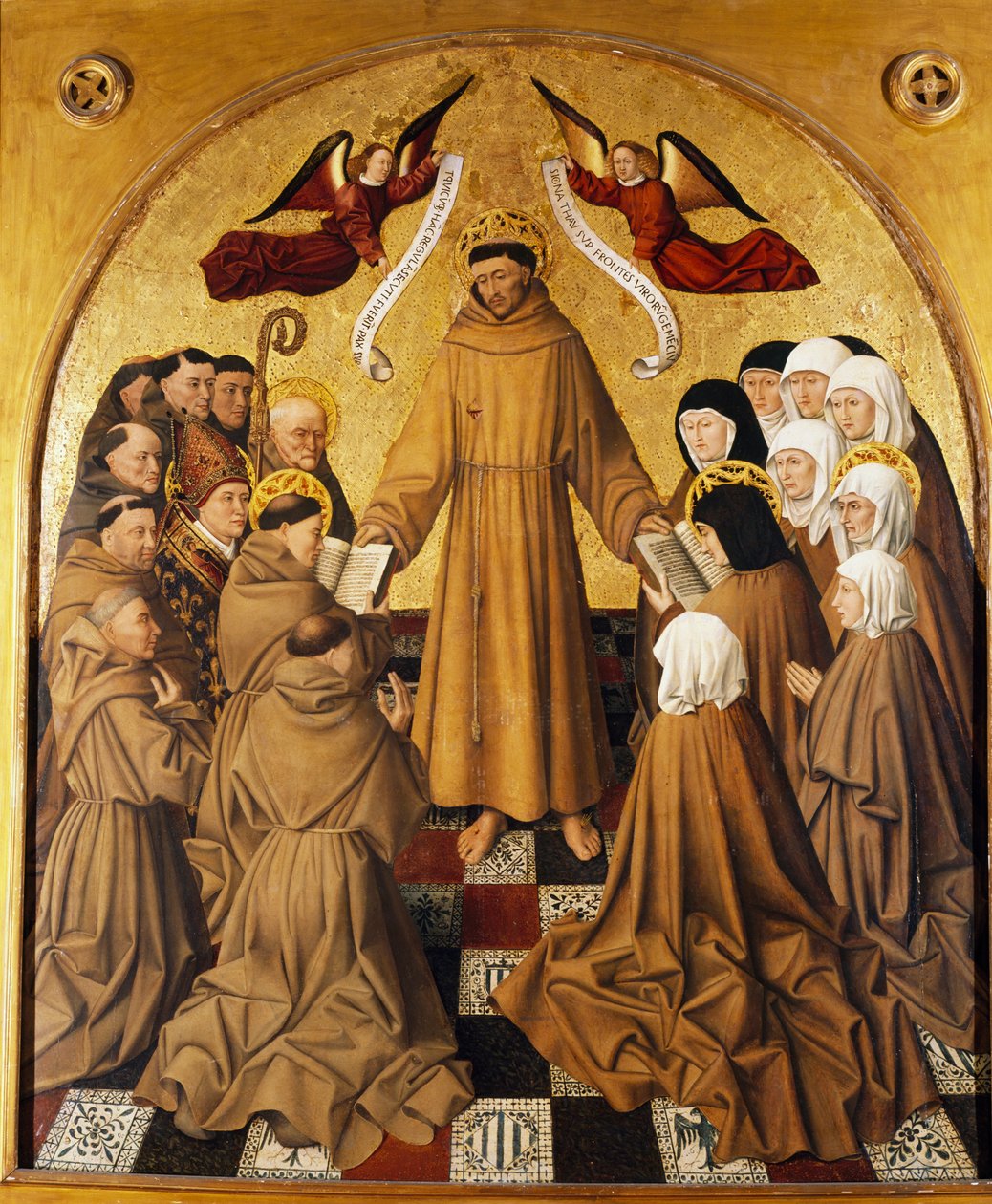 Altarpanel, St. Franciskus överlämnar härskaren till sina anhängare (Minor Friars and the Poor Clares) av Niccolo Antonio Colantonio