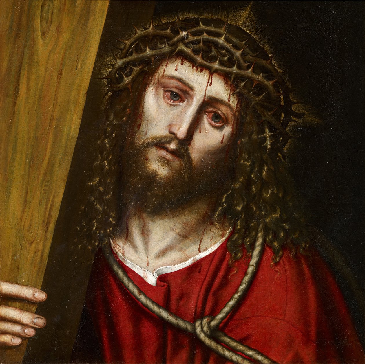 Christ Carrying the Cross - Frangipane, Niccolo (aktiv 1563-1597) - 1574 - Olja på duk - 40,5x40,5 - Museo Carmen Thyssen, Malaga av Niccolo Frangipane