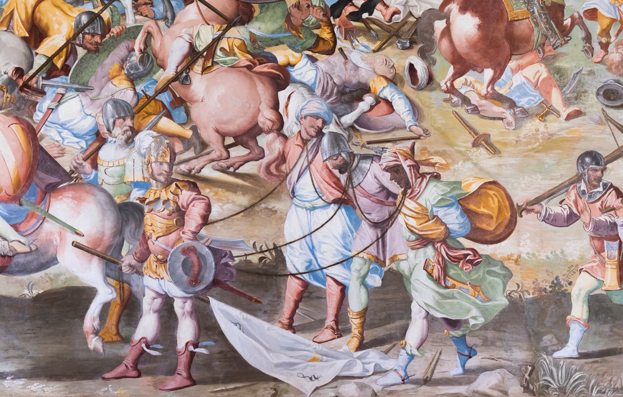 Detalj av fresk i Hall of Battles av 1431 års slaget vid La Higueruela av Niccolo Granello