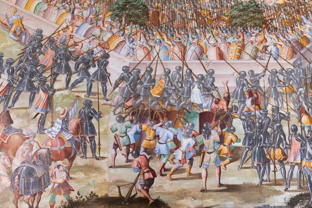 Detalj av fresk i Hall of Battles av 1431 års slaget vid La Higueruela av Niccolo Granello