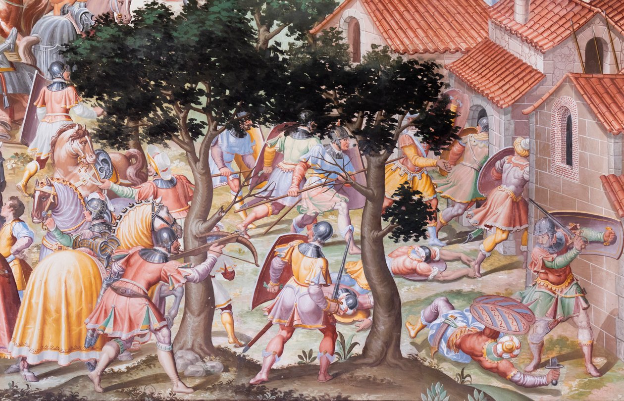 Detalj av fresk i Hall of Battles av 1431 års slaget vid La Higueruela av Niccolo Granello