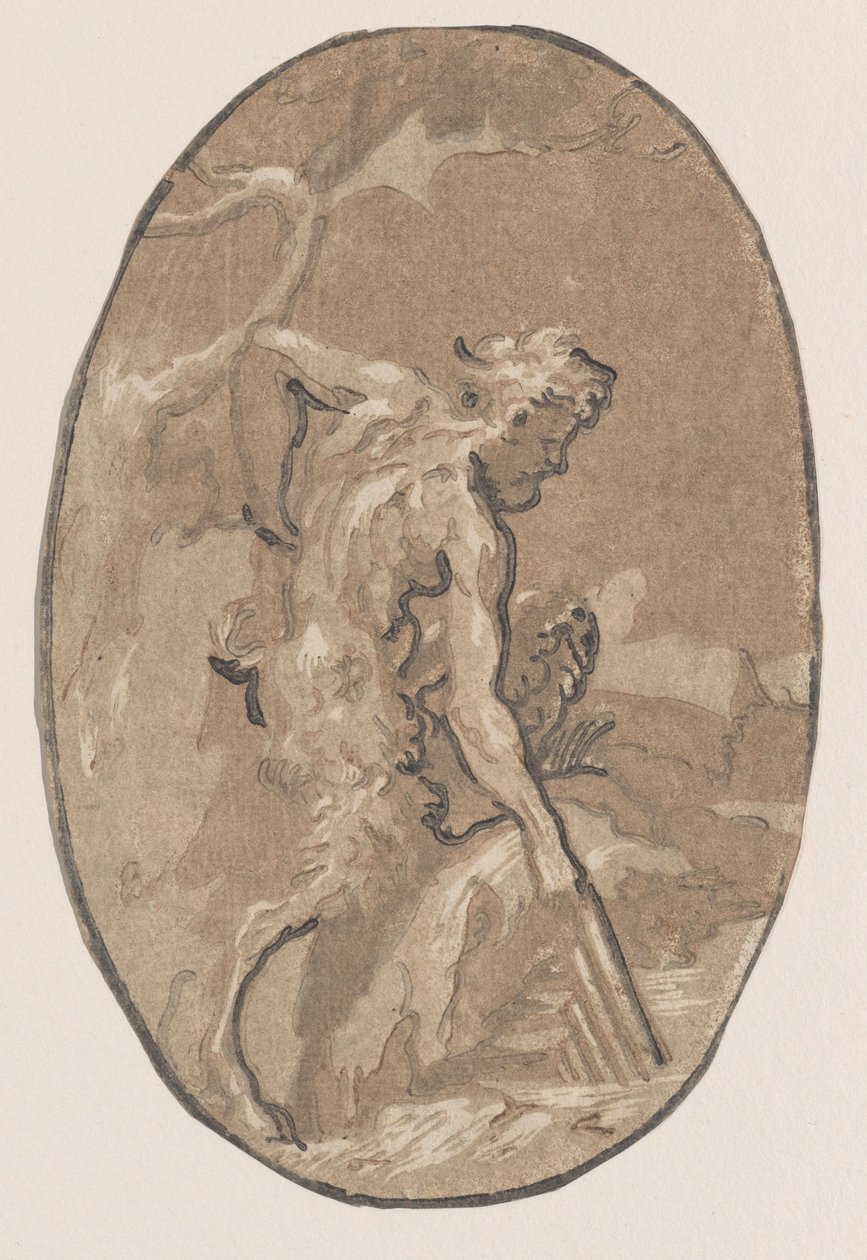Marsyas ritar Syrinx från floden, ca. 1540-50., ca. 1540-50. av Niccolo Vicentino