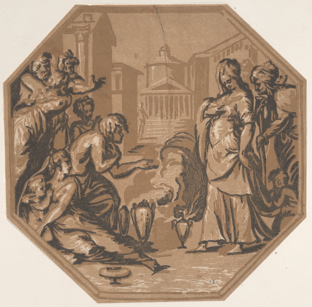 Människor som hyllar Psyches skönhet, ca. 1540-50., ca. 1540-50. av Niccolo Vicentino