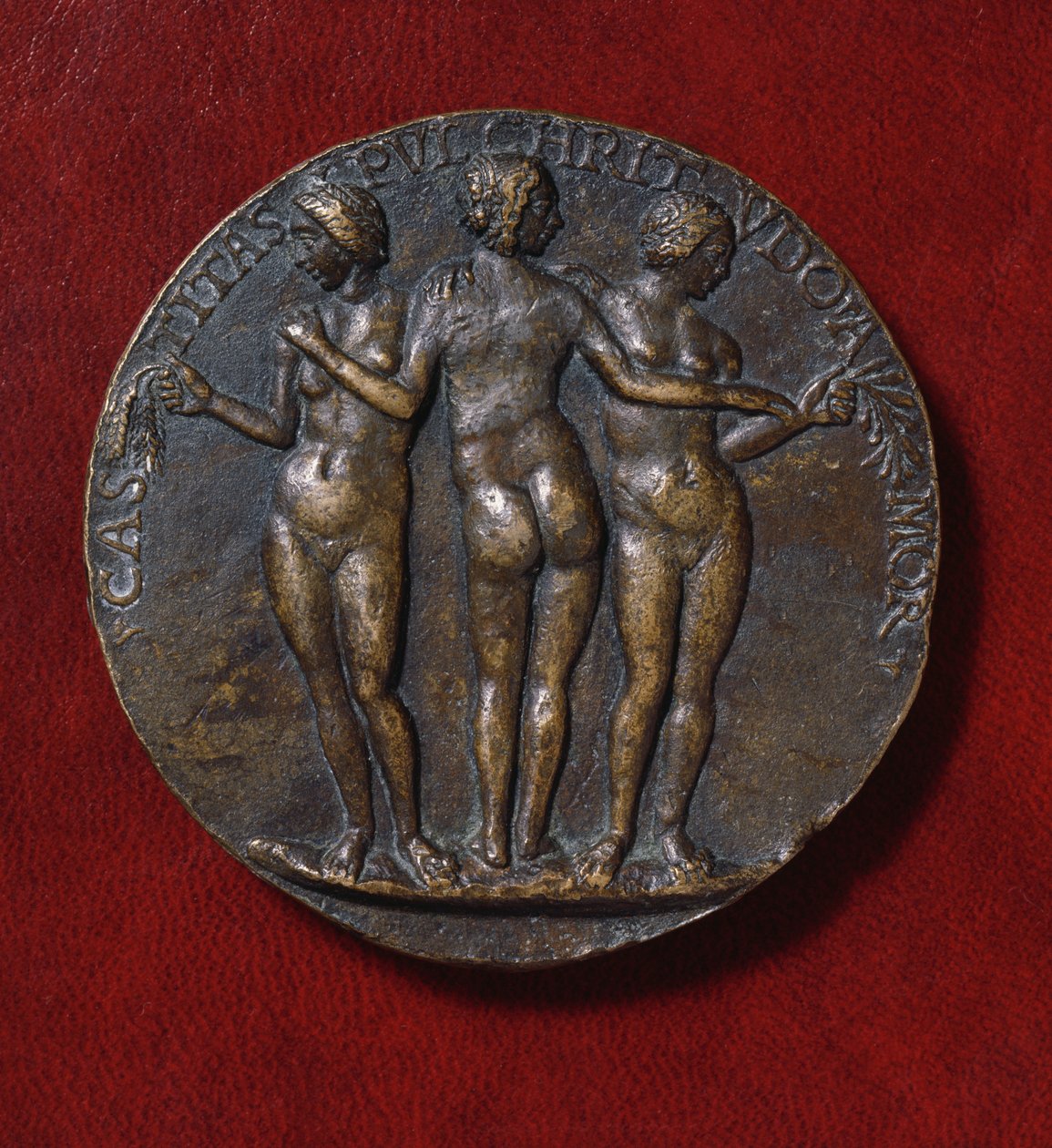 Medalj föreställande The Three Graces (brons) av Niccolo di Giovanni Fiorentino