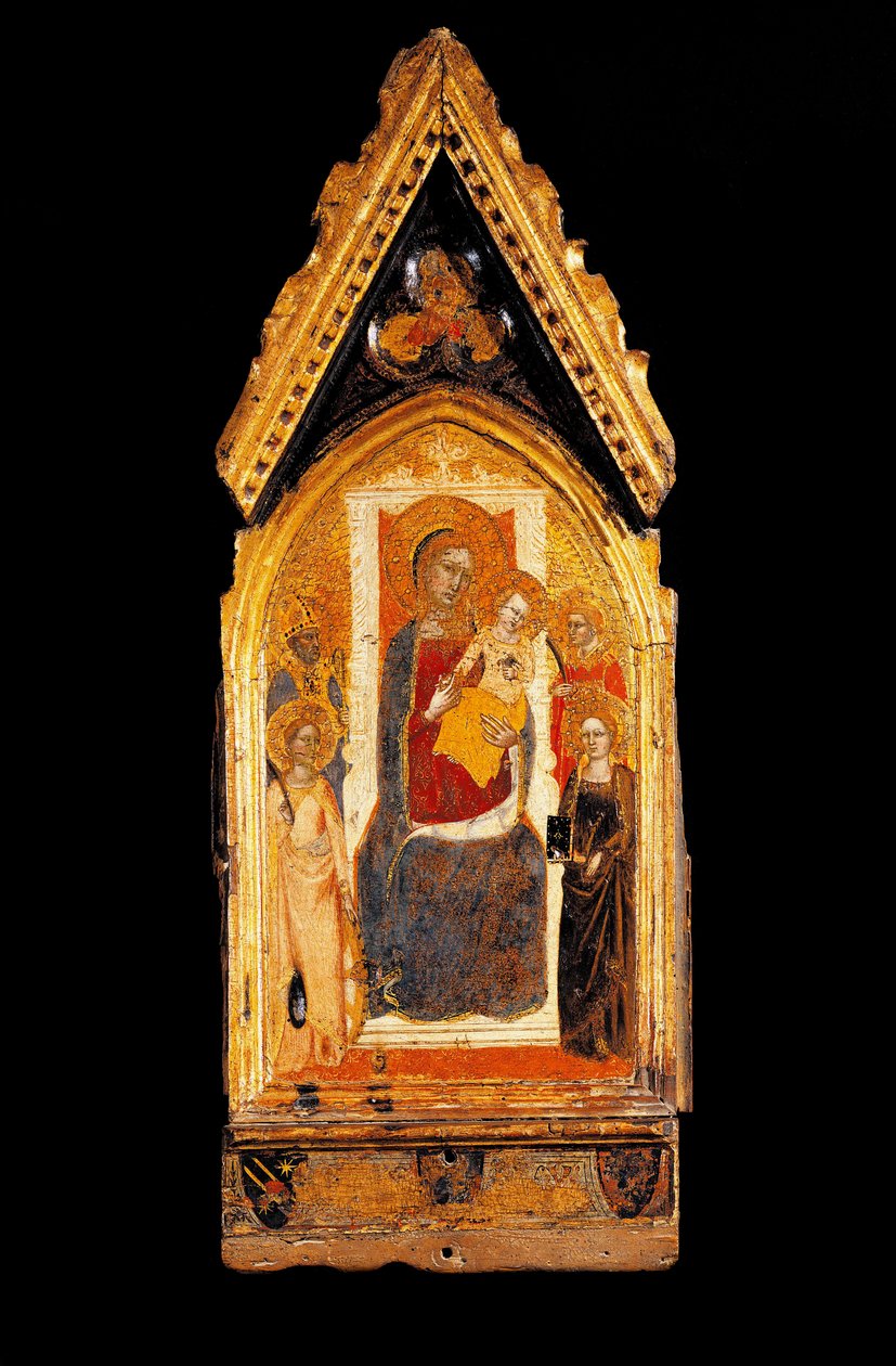 Jungfru och barn och heliga Trämålning av Niccolo di Tommaso (känd mellan 1343 och 1367) 1300-talets Assisi, Museo del Tesoro della Basilica di San Francesco av Niccolo di Tommaso