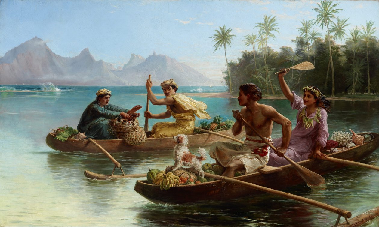 Tävla till marknaden, Tahiti av Nicholas Chevalier