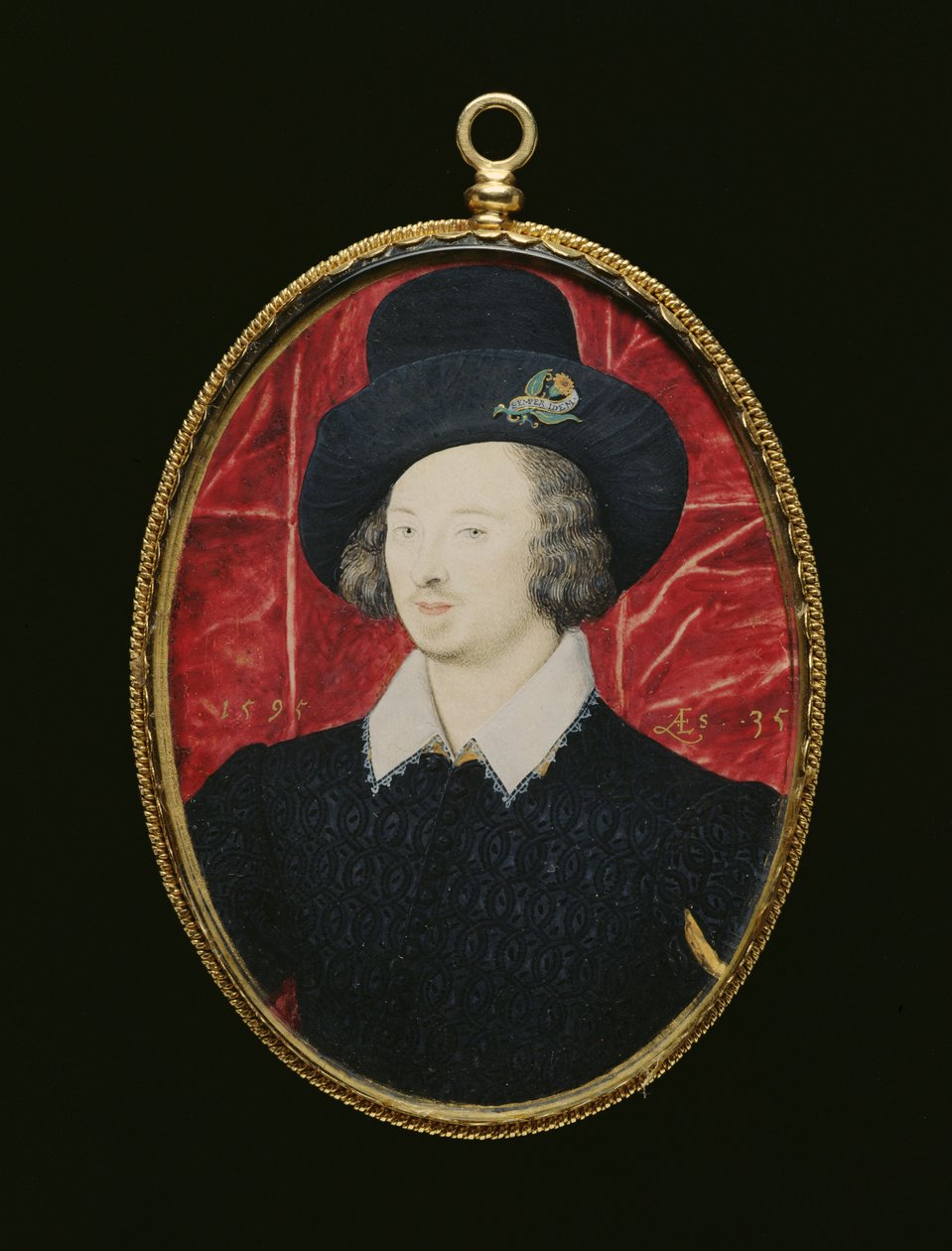 Nr 3850 Porträtt av Sir Henry Slingsby (ca 1560-1634) 1595 (wc på veläng på kort) av Nicholas Hilliard