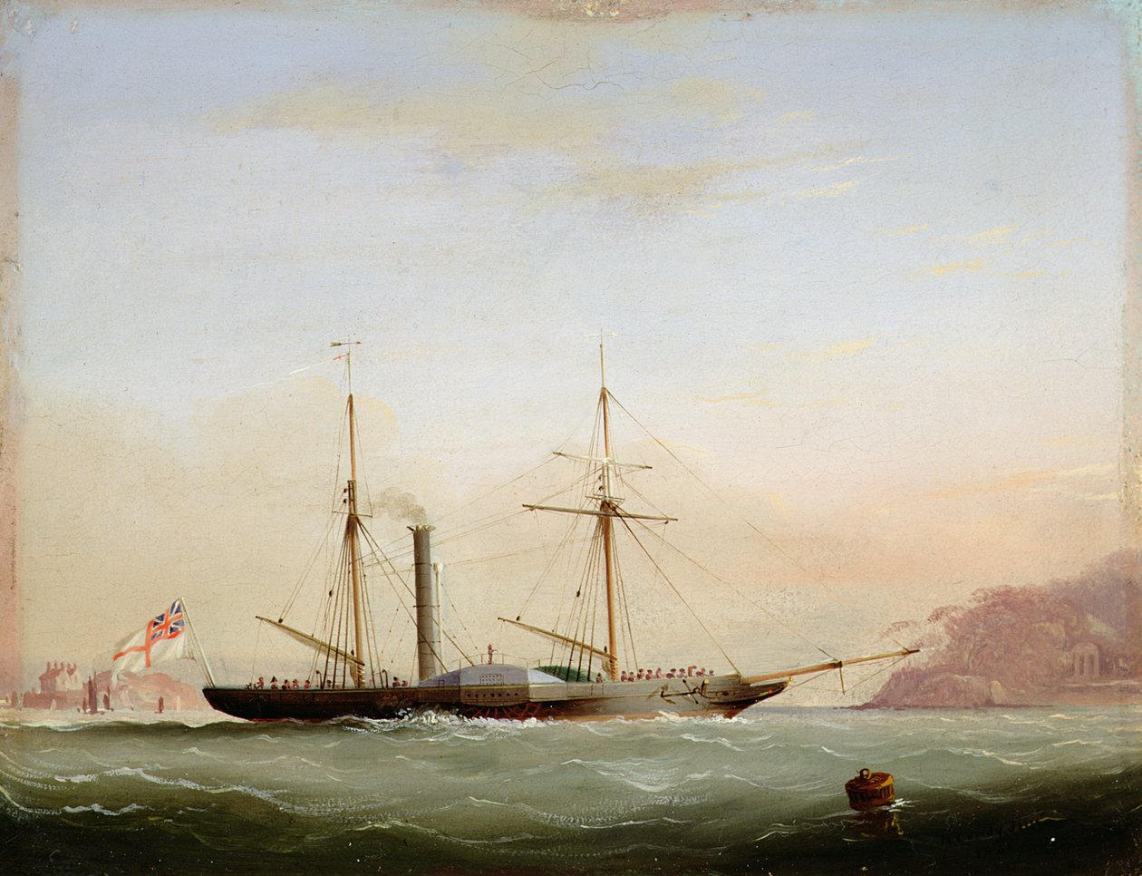 Paddle Steamer i Plymouth Sound utanför Mount Edgecombe, 1841 av Nicholas Matthews Condy