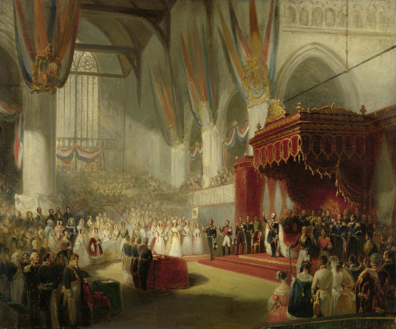 Invigningen av kung Vilhelm II i Nieuwe Kerk i Amsterdam den 28 november 1840 av Nicholas Pieneman