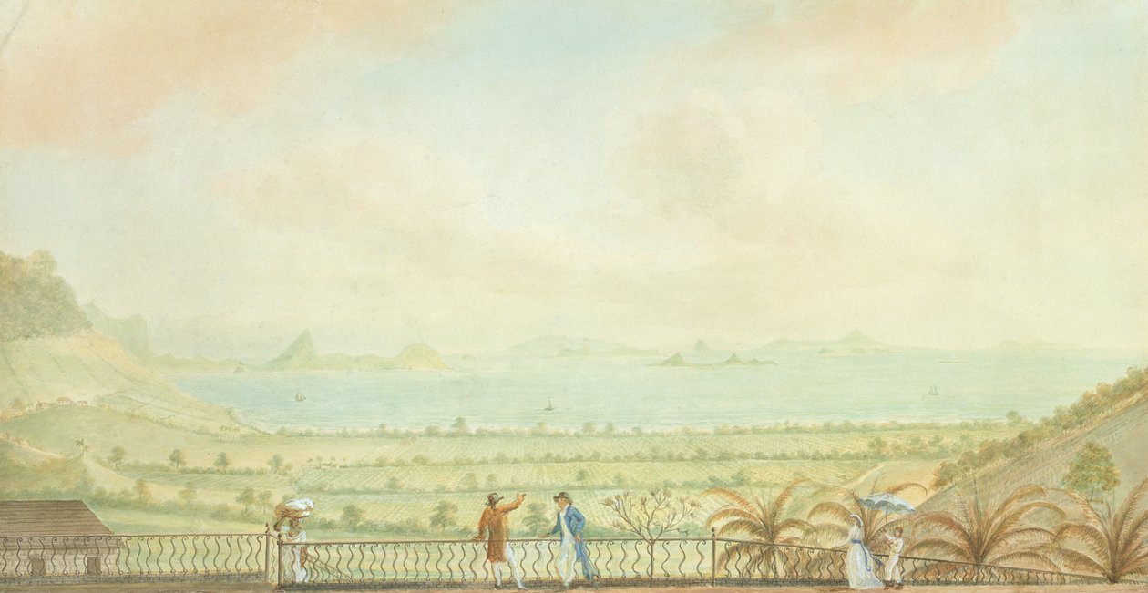 Utsikt över de mindre Antillerna, ca 1785 (wc och bodycolour på papper) av Nicholas Pocock
