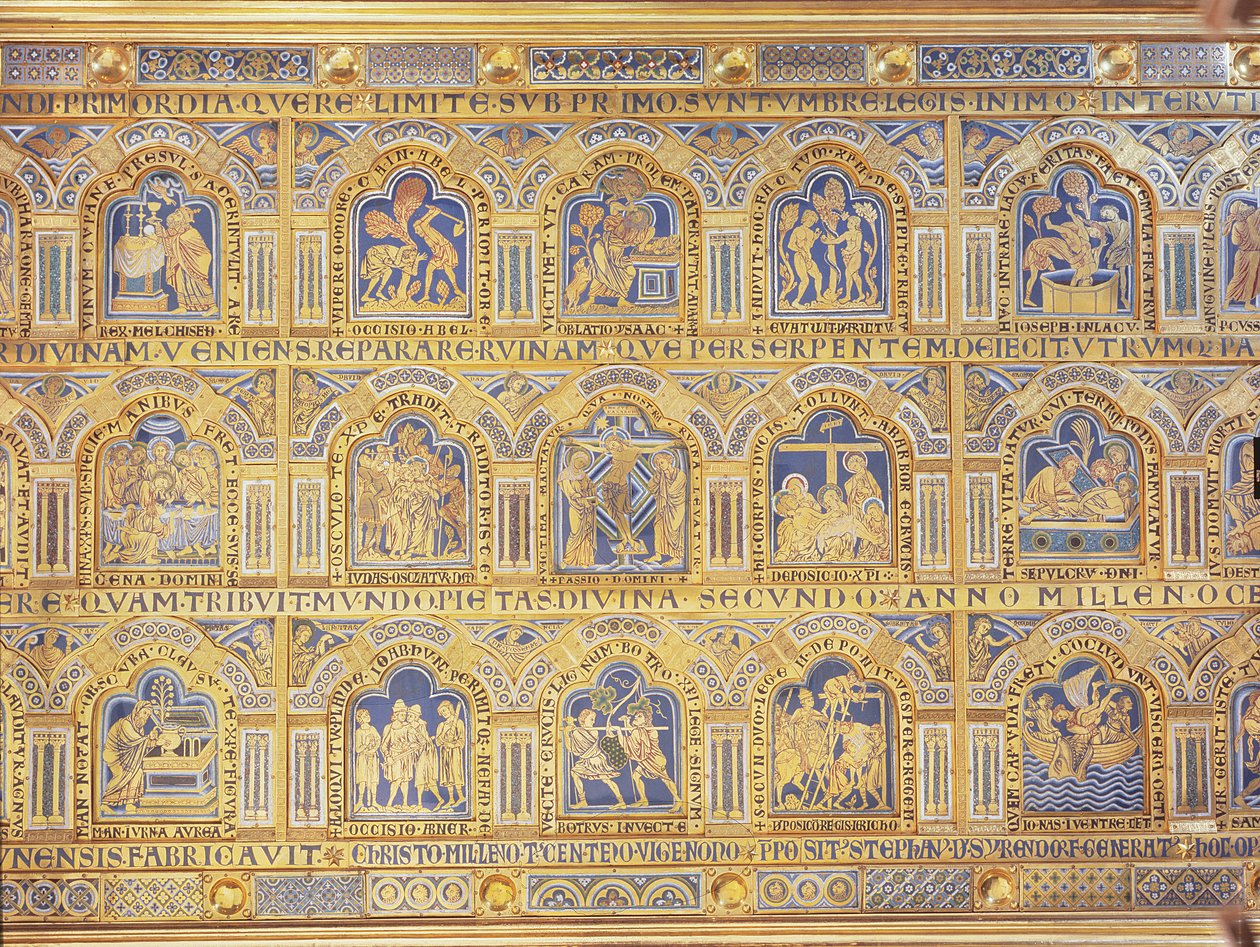 Verdunaltaret, med bibliska scener, 1181 (emaljering) (centrala delen av den centrala panelen) (för övriga paneler se 146819-822) av Nicholas of Verdun