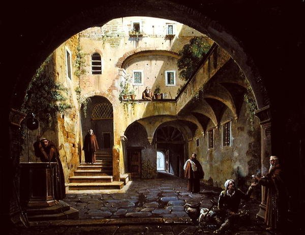 By the Well (olja på duk) (se 228125 för par) av Nicholas Ambroise Chatelin