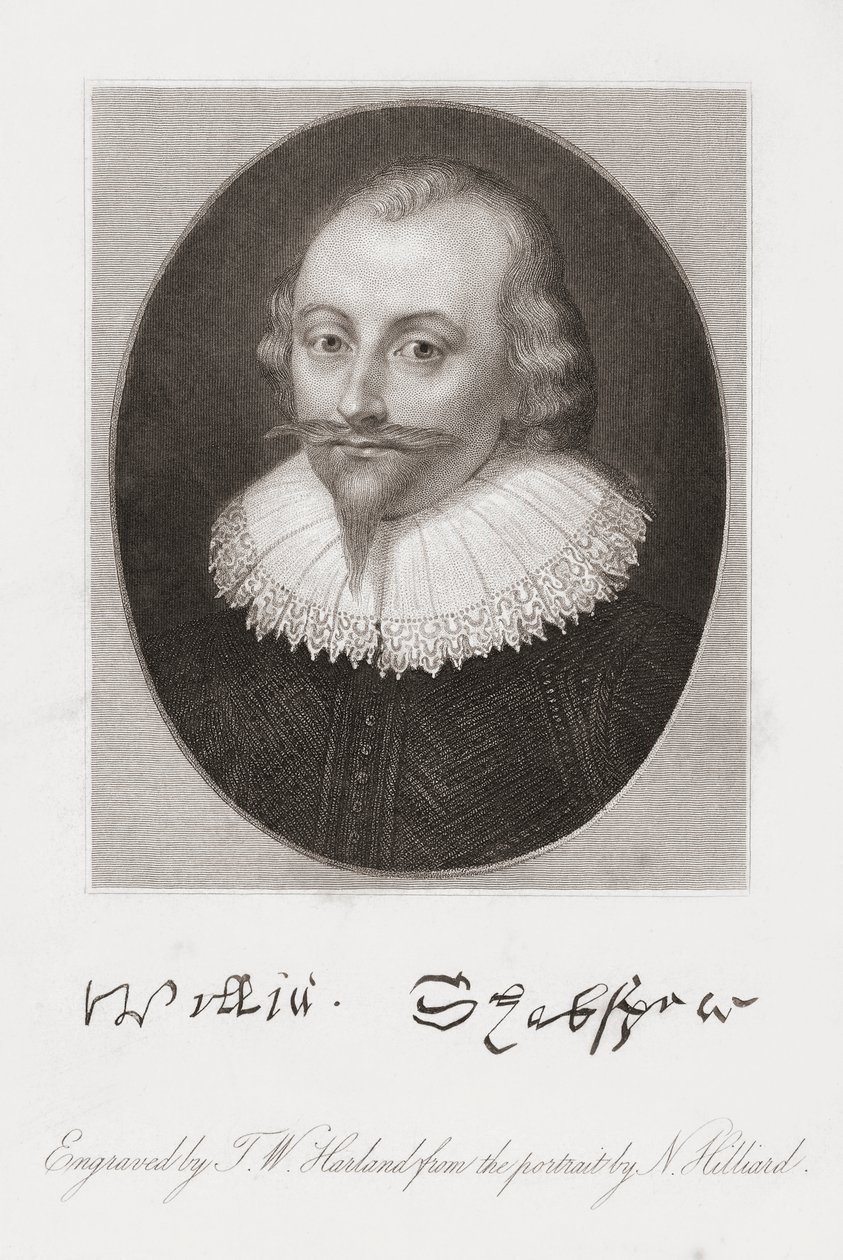 William Shakespeare. Porträtt av Hilliard. av Nicholas (after) Hilliard