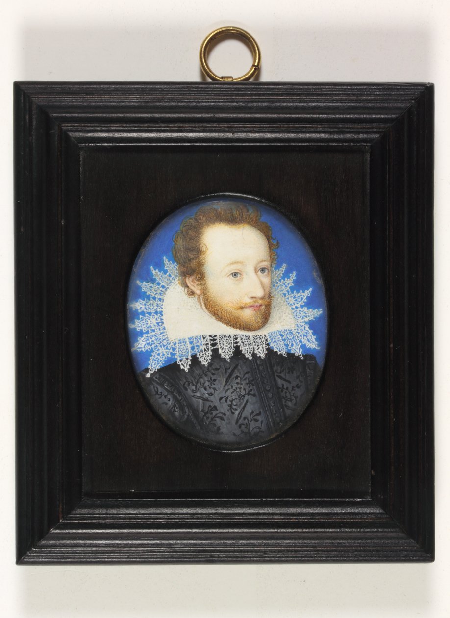 En gentleman som heter Earl of Essex (akvarell på elfenben) av Nicholas (school of) Hilliard
