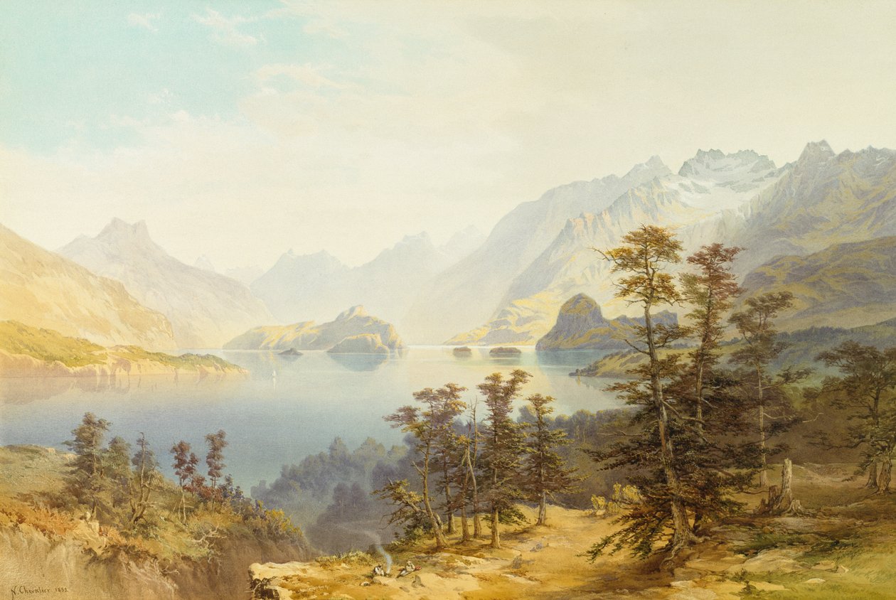 Lake Manapouri, Sydön, Nya Zeeland av Nicholas Chevalier