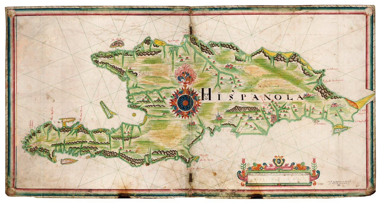 Karta över Hispaniola av Nicholas Comberford