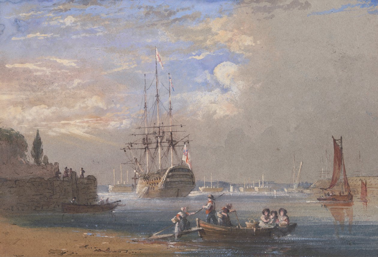 H.M.S. St. Vincent i Plymouth av Nicholas Condy