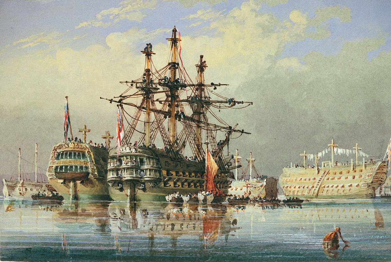 Fartyg i ordinarie trafik vid Devonport, ca 1850 (akvarell) av Nicholas Condy