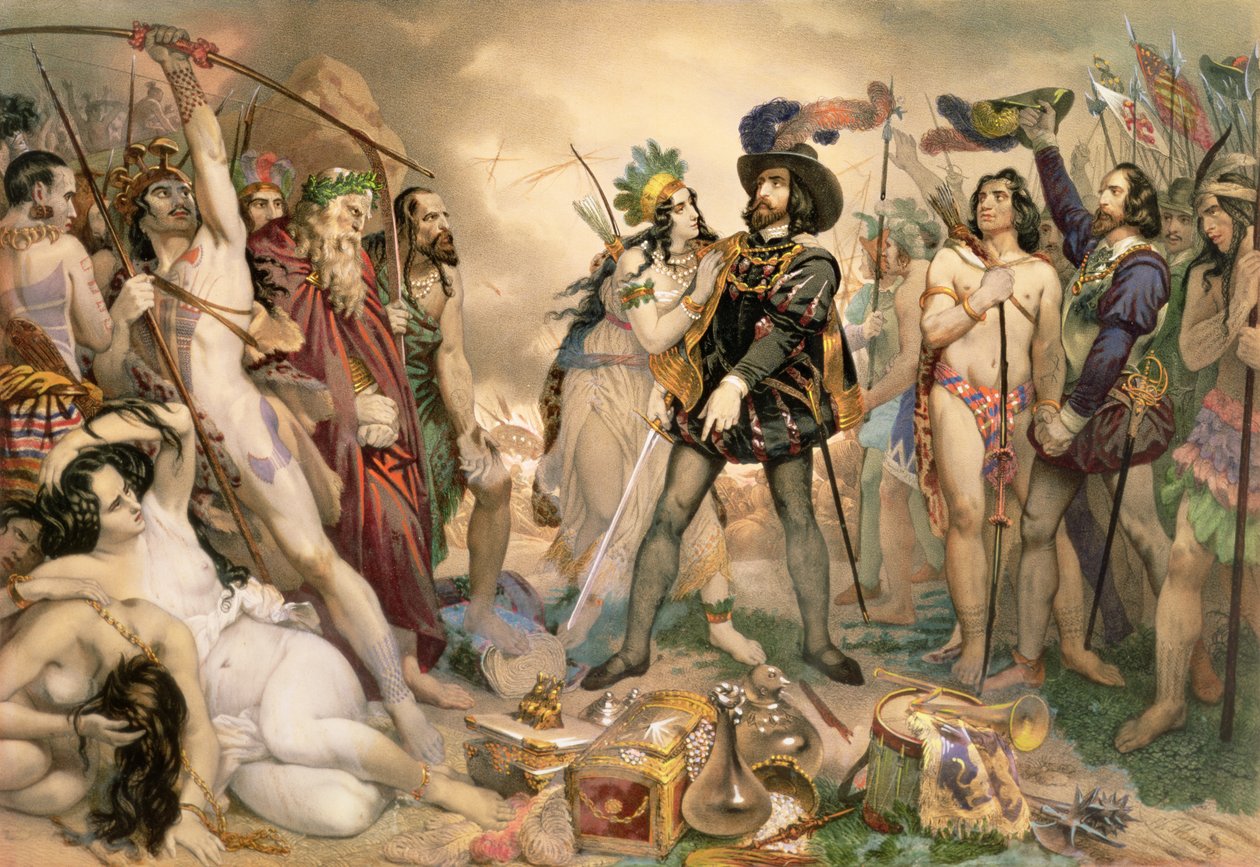 Erövringen av Mexiko: Hernando Cortes förstör sin flotta vid Vera Cruz, 1519 av Nicholas Eustache Maurin