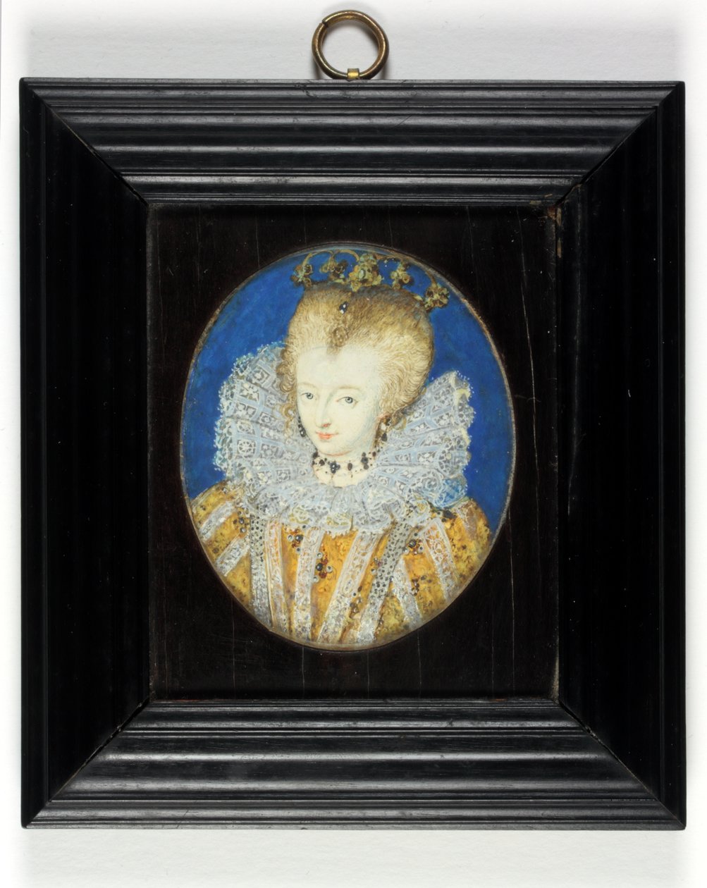 En dam som traditionellt identifieras som drottning Elizabeth I när prinsessan (emalj) av Nicholas Hilliard