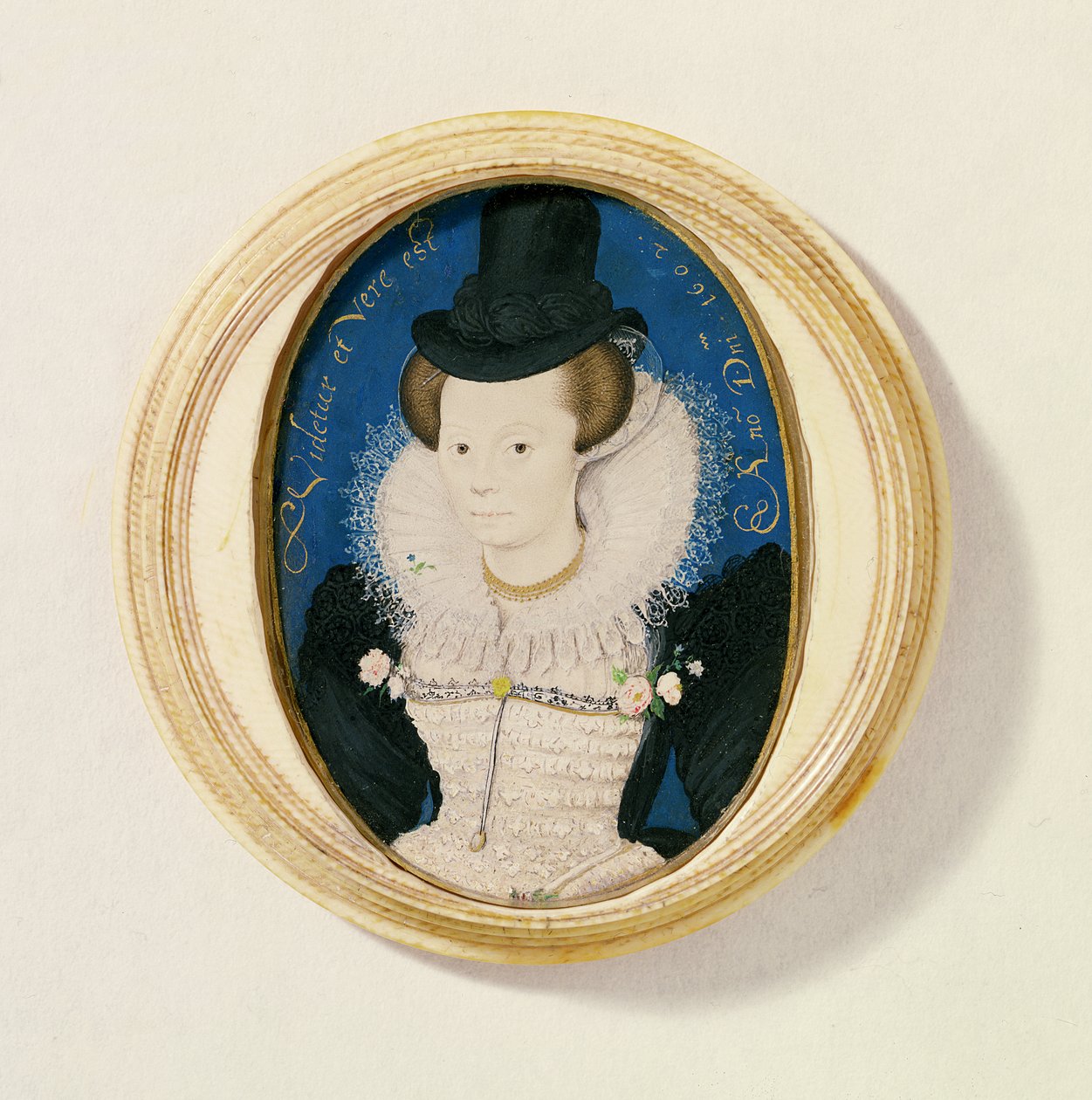 Miniatyr av en okänd kvinna, 1602 (wc på veläng) av Nicholas Hilliard