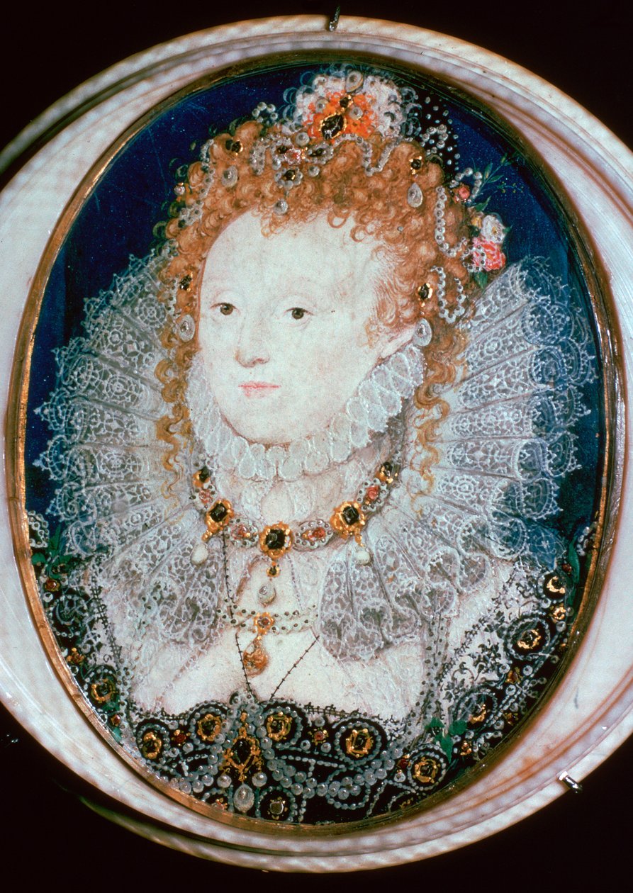 Miniatyrporträtt av drottning Elizabeth I, 1500-talet av Nicholas Hilliard